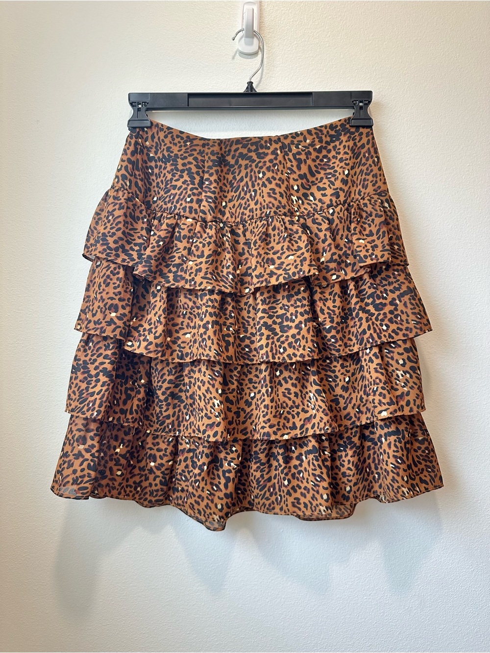 new directions Brown Leopard Tiered Ruffle Skirt